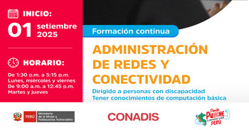  Curso online gratis "Administración de redes y conectividad" del MIMP Conadis