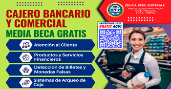 Curso online gratis: "CAJERO BANCARIO Y COMERCIAL EN BANCOS, EMPRESAS, ENTIDADES FINANCIERAS" 