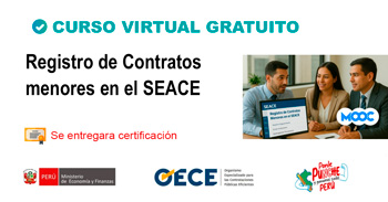  Curso online gratis con certificado "Registro de Contratos menores en el SEACE" del OECE