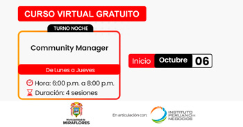  Curso online gratis "Community manager" de la Municipalidad de Miraflores Arequipa