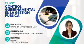  Curso online gratis: "CONTROL GUBERNAMENTAL EN LA GESTIÓN PÚBLICA"