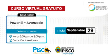  Curso online gratis "Power BI - Avanzado" de la Municipalidad Provincial de Pisco