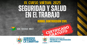  Curso online gratis "Seguridad y Salud en el Trabajo dirigido al rubro de construcción civil" 