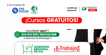 Cursos gratuitos de empleabilidad de la Dirección Regional de Trabajo y Promoción del Empleo de Ica y FOCUS