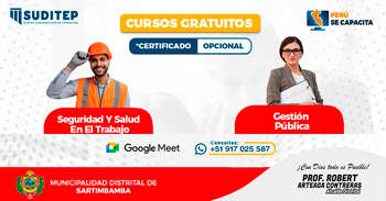  Cursos online gratis de empleabilidad de la Municipalidad Distrital de Sartimbamba y SUDITEP