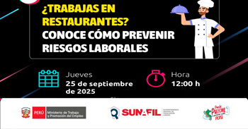  Evento online "¿Trabajas en restaurantes? Conoce cómo prevenir riesgos laborales"  de la SUNAFIL