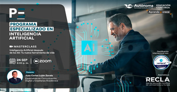 Masterclass online gratis: "Inteligencia Artificial después de los 50"