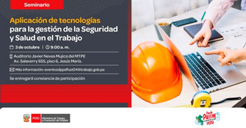 Seminario presencial gratis "Aplicación de tecnologías para la gestión de la Seguridad y Salud en el Trabajo"