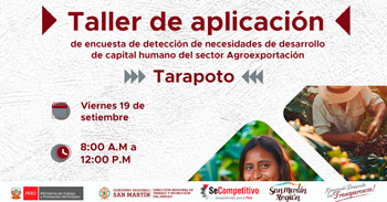  Taller presencial gratis "Aplicación para detectar las necesidades de capacitación del sector agroexportador" 