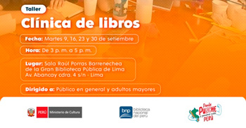  Taller presencial gratis "Clínica de libros" de la BNP