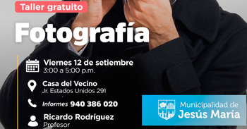  Taller presencial gratis "Fotografía" de la Municipalidad de Jesús María