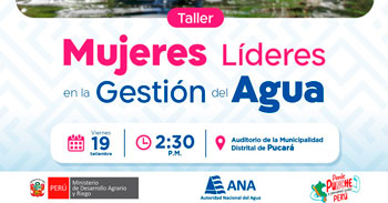  Taller presencial gratis "Mujeres Líderes en la Gestión del Agua" del Midagri