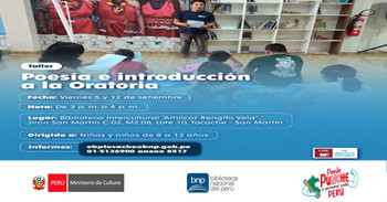  Taller presencial gratis "Poesía e introducción a la oratoria" de la BNP