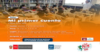  Taller presencial gratis "Mi primer cuento" de la Biblioteca Nacional del Perú