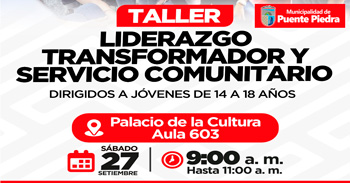  Taller presencial  "Liderazgo transformador y servicio comunitario" de Municipalidad de Piedra
