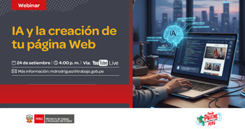  Webinar online gratis "IA y la creación de tu página Web" del MTPE