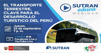 Webinar online "El Transporte terrestre, clave para el desarrollo turístico del Perú"  de la SUTRAN