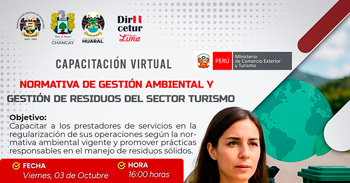 Capacitación online "Gestión Ambiental y Residuos Sólidos para el Sector Turismo" del Dircetur - Lima