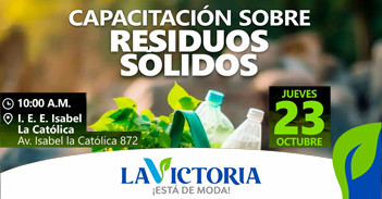  Capacitación presencial gratis"Residuos sólidos" de la Municipalidad Distrital de La Victoria