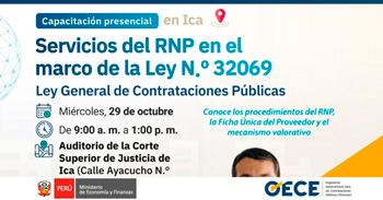  Capacitación presencial "Servicios del RNP en el marco de la Ley General de Contrataciones Públicas"