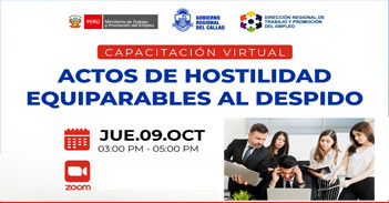  Capacitación online "Actos de Hostilidad Equiparables al Despido" DRTPE del Callao