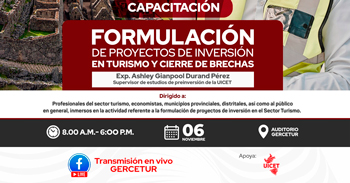  Capacitación online "Formulación de Proyectos de Inversión en Turismo y Cierre de Brechas" del Gercetur Cusco