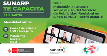  Capacitación online gratis "Inducción al usuario sobre el uso del Servicio de Publicidad Registral en Línea" 