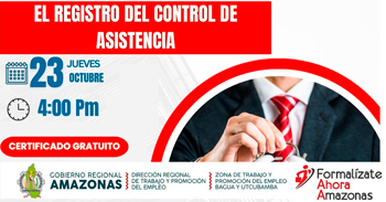  Capacitación online gratis "El registro del control de asistencia" de DRTPE Amazonas