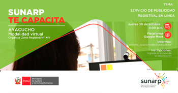  Capacitación online gratis "Servicio de publicidad registral en línea"  de la SUNARP