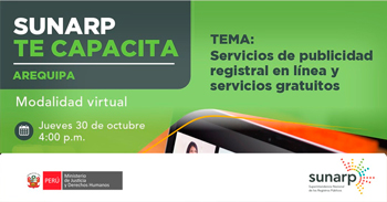  Capacitación online gratis Servicios de Publicidad Registral en Línea y los servicios gratuitos que ofrece la Sunarp