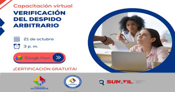  Capacitación online gratis "Verificación del despido arbitrario" de la DRTPE Cajamarca