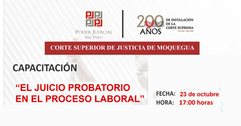  Capacitación online "El juicio probatorio en el proceso labora"  de la Corte Superior de Justicia de Junin