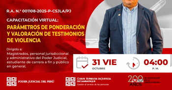  Capacitación online  "Parámetros de ponderación y valoración de testimonios de violencia"