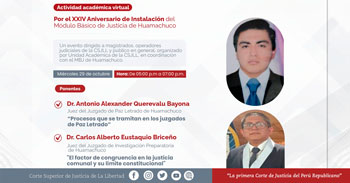  Capacitación online "Por el XXIV Aniversario de Instalación del Módulo Básico de Justicia de Huamachuco"