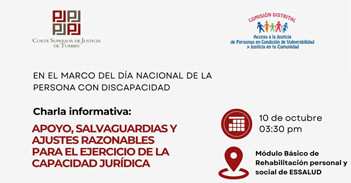  Charla presencial "Apoyo, salvaguardias y ajustes razonables para el ejercicio de la capacidad jurídica" 