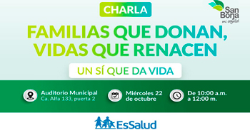  Charla presencial "Familias que donan, vidas que renacen" de la Municipalidad De San Borja
