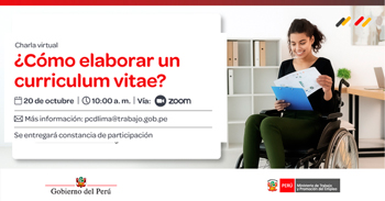  Charla online gratis "¿Cómo elaborar un curriculum vitae?" del MTPE