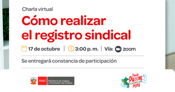  Charla online gratis "Cómo realizar el Registro Sindical" del MTPE