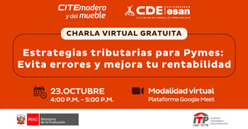   Charla online gratis "Estrategias tributarias para Pymes: evita errores y mejora tu rentabilidad" 