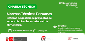  Charla online "NTP -Sistema de gestión de proyectos de economía circular en la industria alimentaria" 