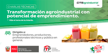   Charlas online "Transformación agroindustrial con potencial de emprendimiento"
