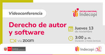  Conferencia online "Derecho de autor y software"  del INDECOPI