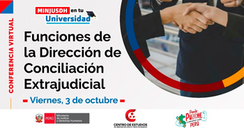  Conferencia online "Funciones de la Dirección de Conciliación Extrajudicial" del MINJUSDH