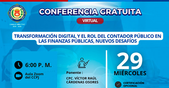 Conferencia online Transformación digital y el rol del contador público en las finanzas públicas, nuevos desafíos