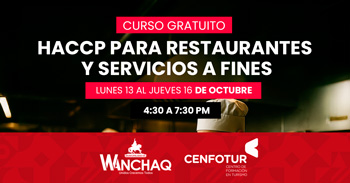  Curso presencial gratis de "HACCP para Restaurantes y Servicios Afines"