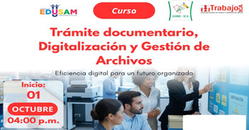   Curso online gratis "Trámite documentario, Digitalización y Gestión de Archivos" de la DRTPE Ica