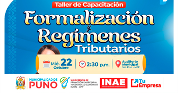  Taller presencial "Formalización y Regímenes Tributarios" de la Municipalidad de Puno
