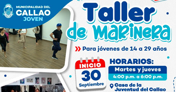  Taller presencial gratis "Marinera" de la Municipalidad del CALLAO