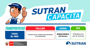  Taller online gratis "Control de la conducción eficiente con telemetría"  de la SUTRAN