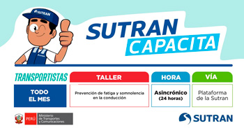  Taller online gratis "Prevención de fatiga y somnolencia en la conducción"  de la SUTRAN